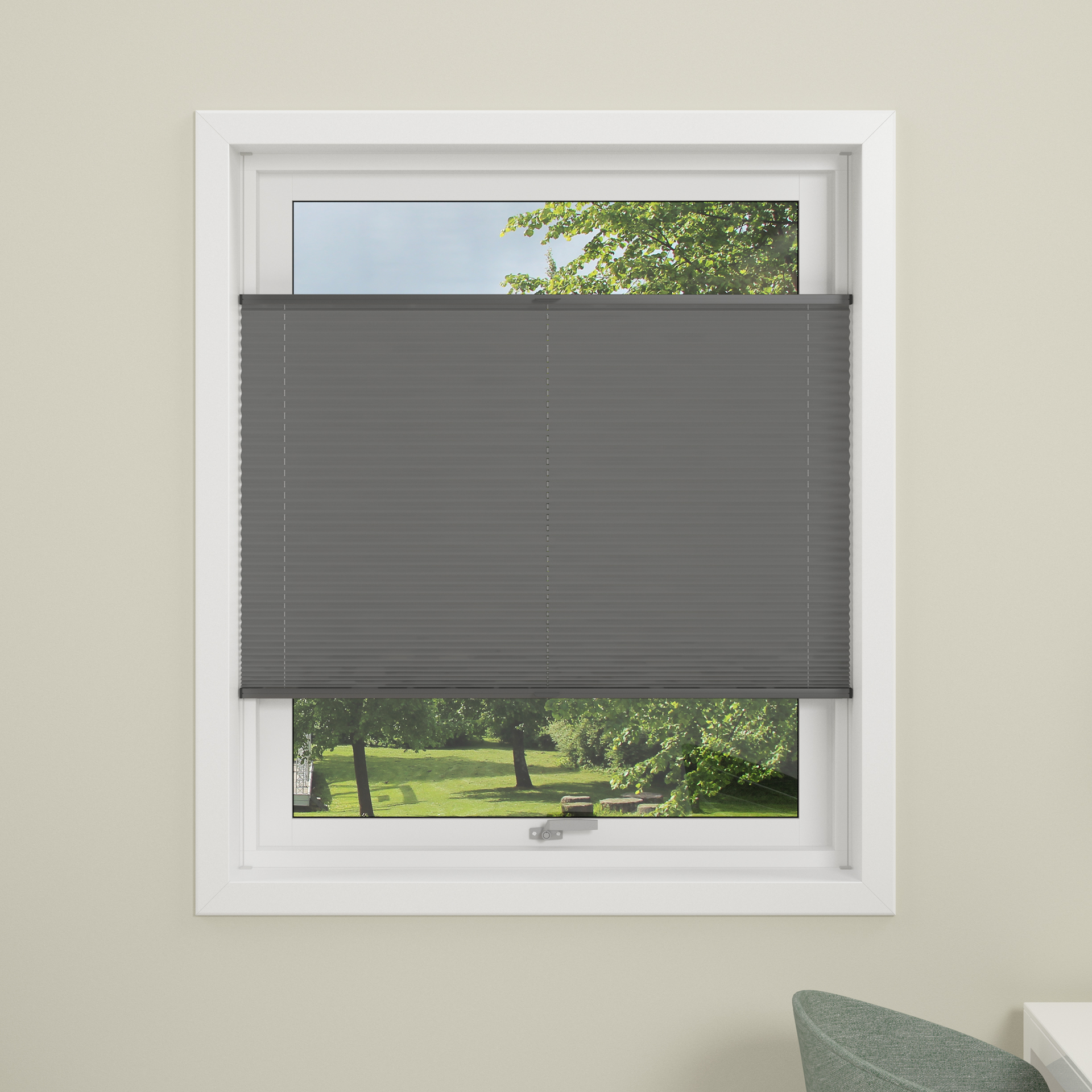 DEBEL PLISSÉGARDIN FLEX LYSDEMPENDE GRÅ 70X130