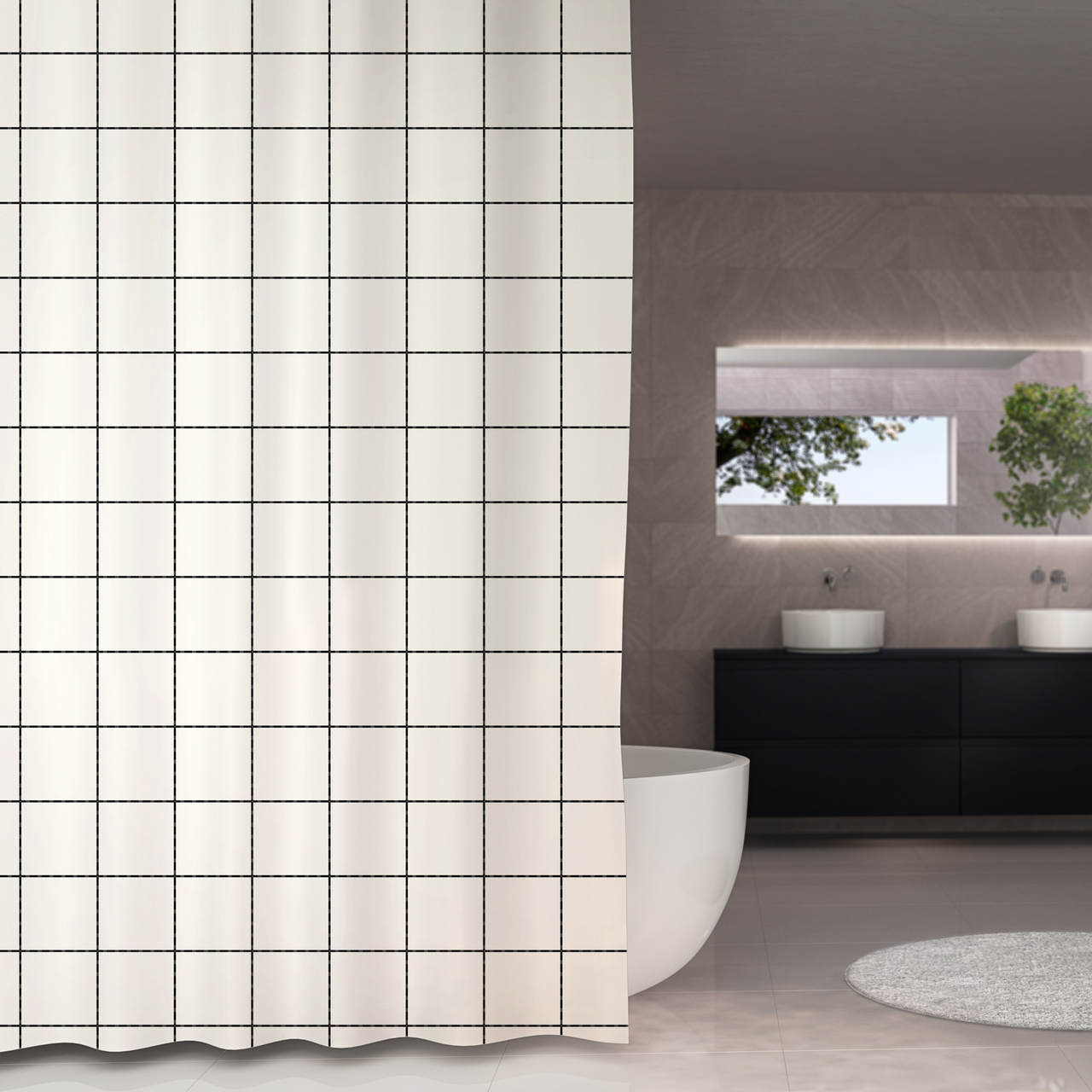 DEBEL DUSJFORHENG LOMBOK 120X200 SVART