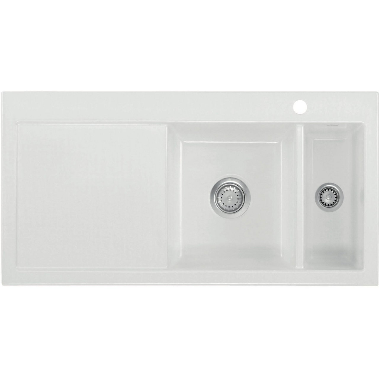 LAVABO MERA 100 1½ KERAMIKK KJØKKENVASK HVIT M/KROM BUNNVENTIL