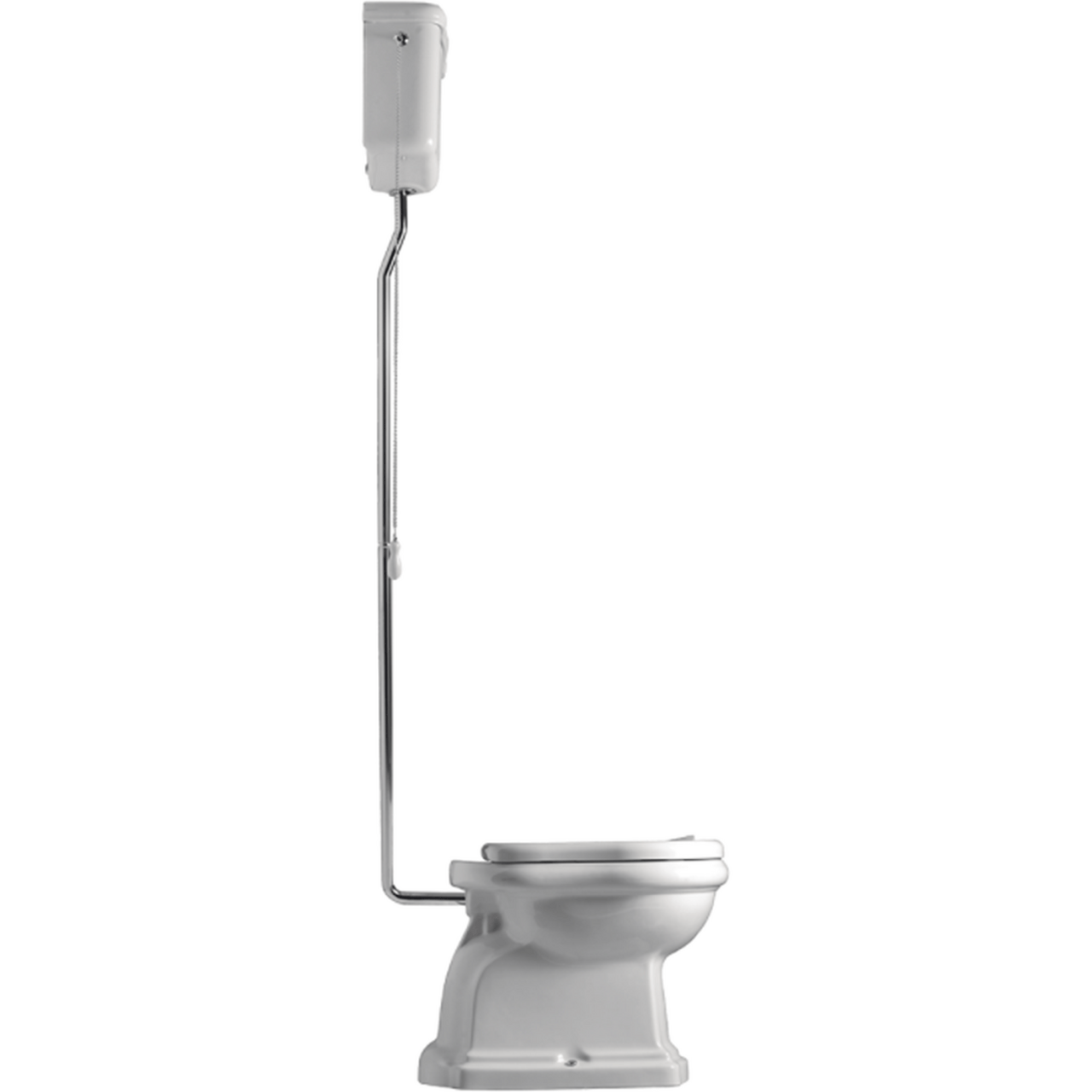 LAVABO RETRO HIGH TOALETT M/P-LÅS HVIT M/KROM RØR