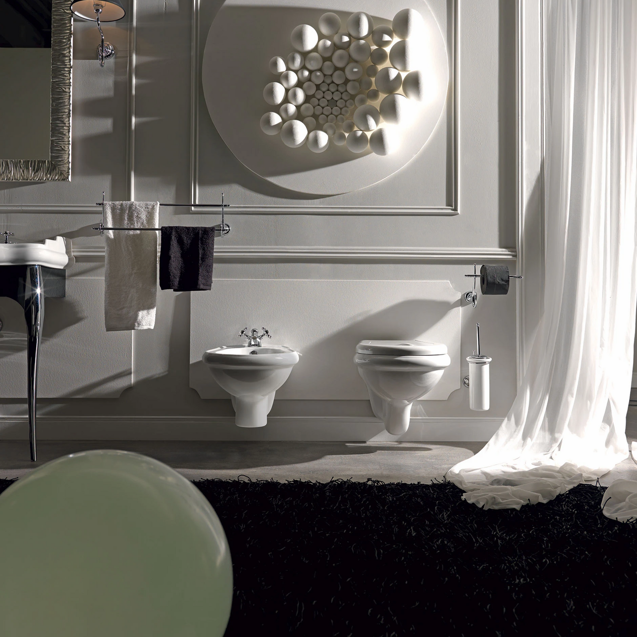 LAVABO RETRO VEGGHENGT TOALETT HVIT