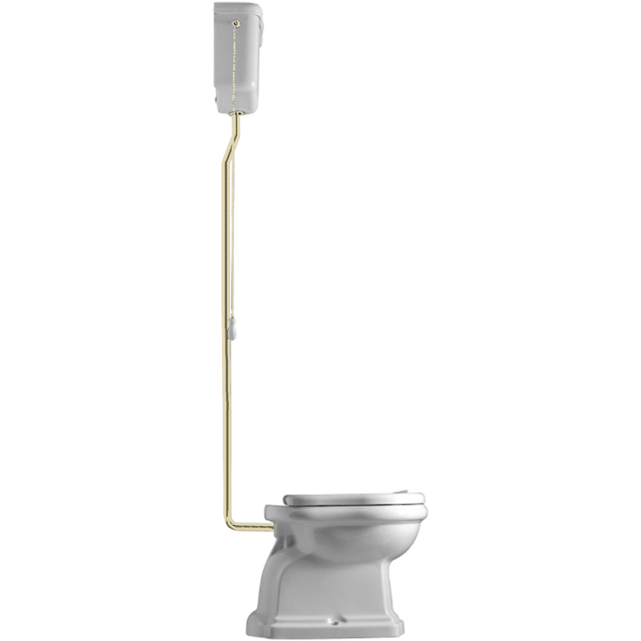 LAVABO RETRO HIGH TOALETT M/P-LÅS HVIT M/MESSING RØR