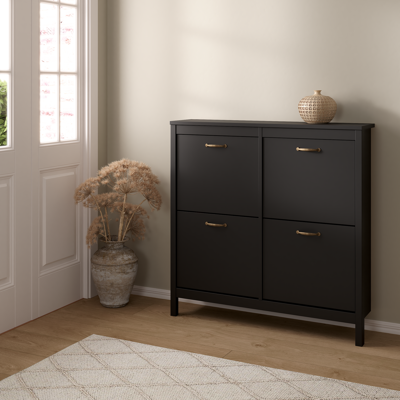 LIND LEONA SKOSKAP SORT 4 DØRER 103X25X103