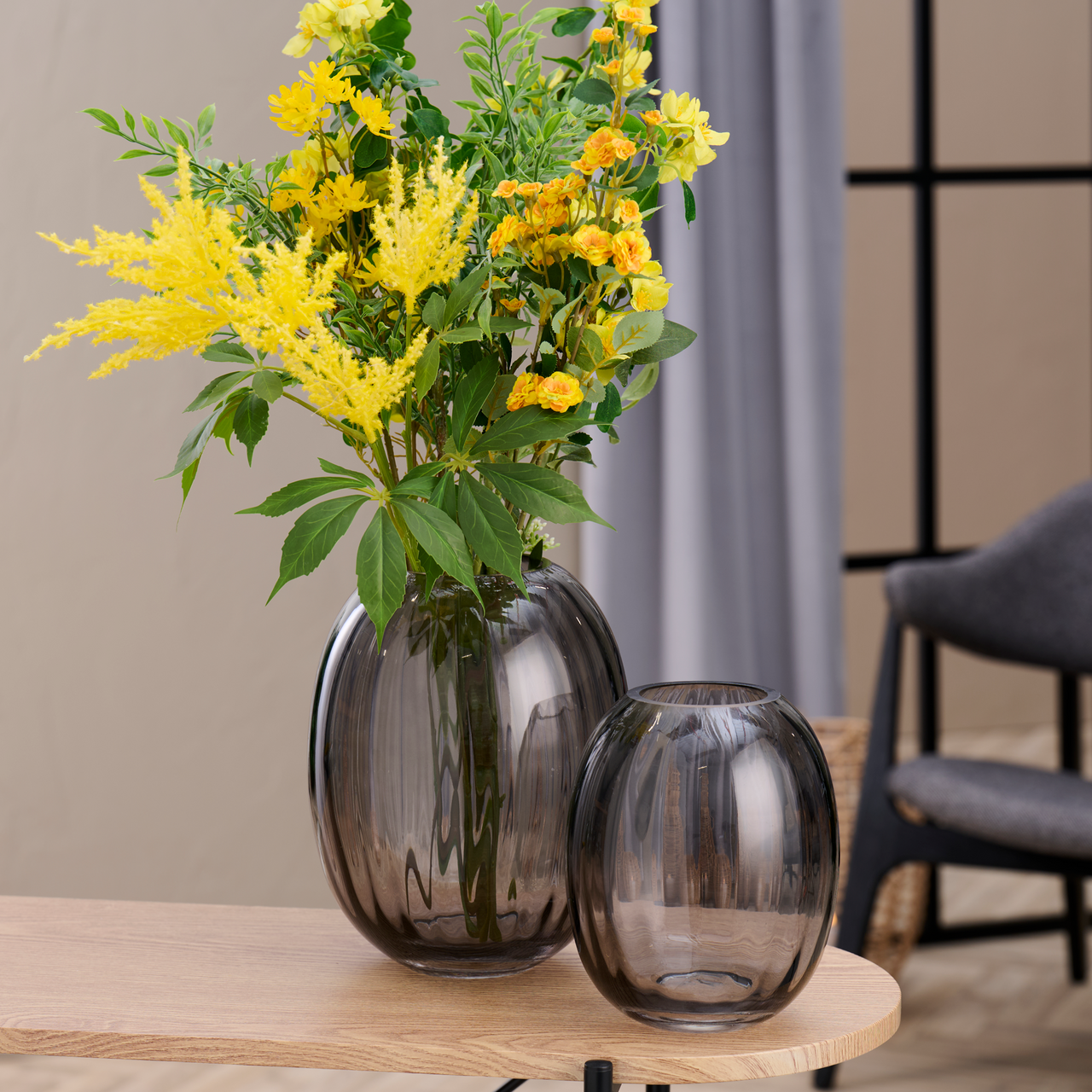 DAY VASE OVAL Ø19,5CM H24CM GLASS GRÅ