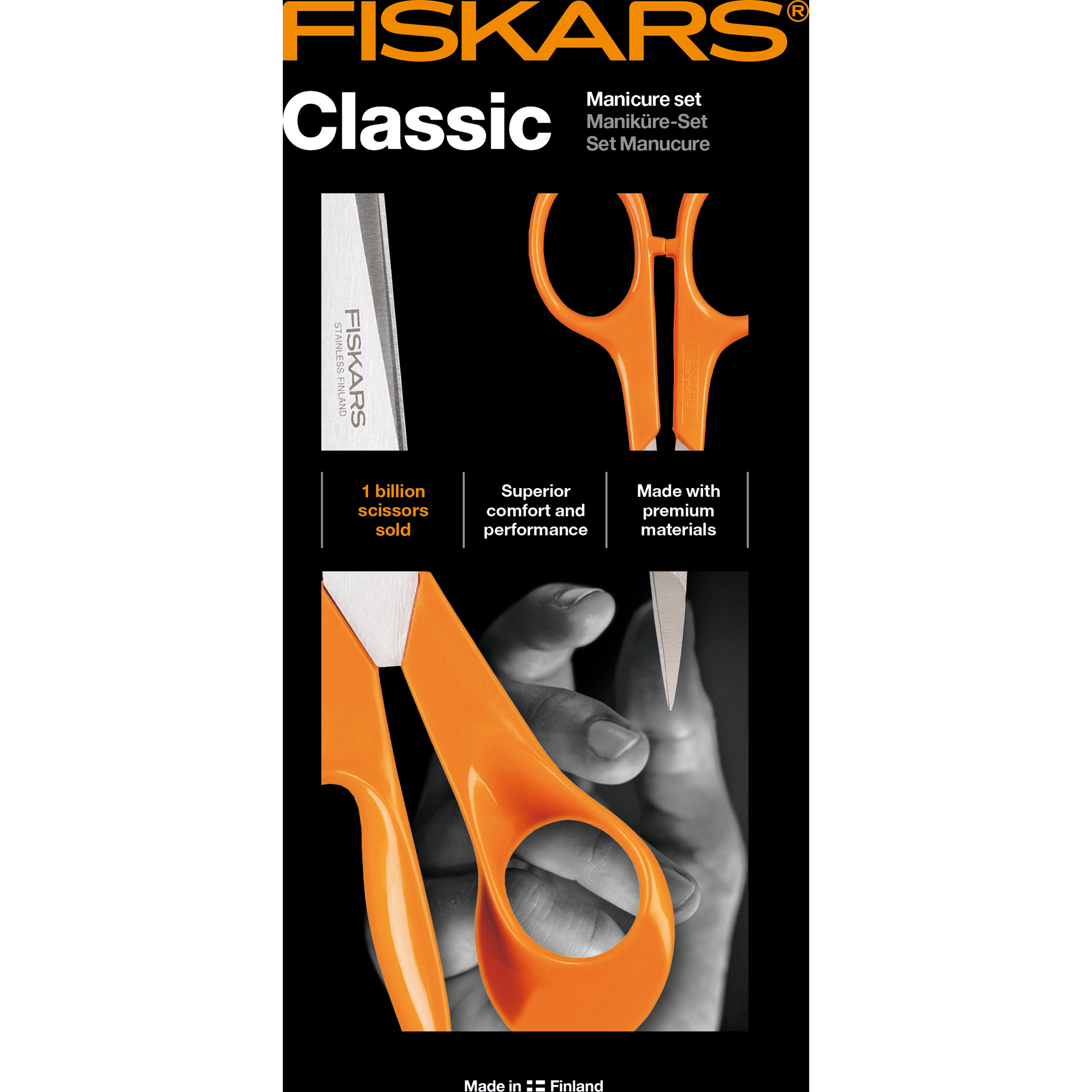 FISKARS CLASSIC SAKSESETT, UNIVERSAL OG NEGLSAKS KURVET