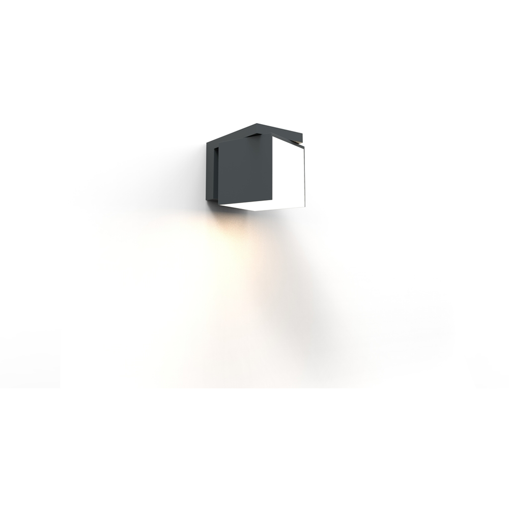 LUTEC ARCHITECTURAL CUBA 1 DOWN VEGGHENGT LAMPE MØRK GRÅ