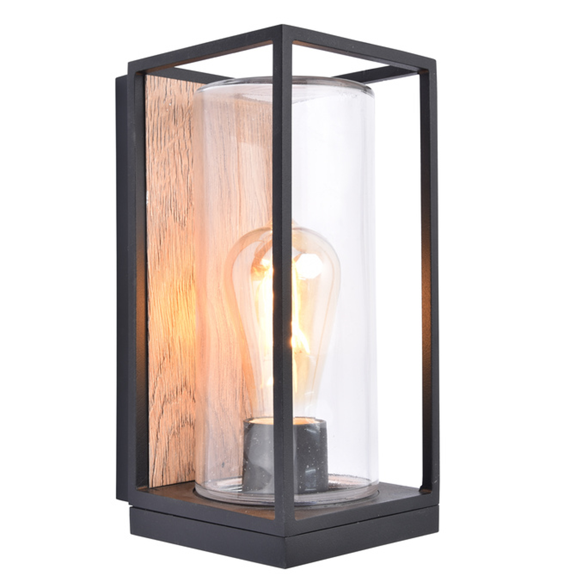 Utendørs vegglampe FLAIR, svart, høyde 26 cm, metall IP44 E27