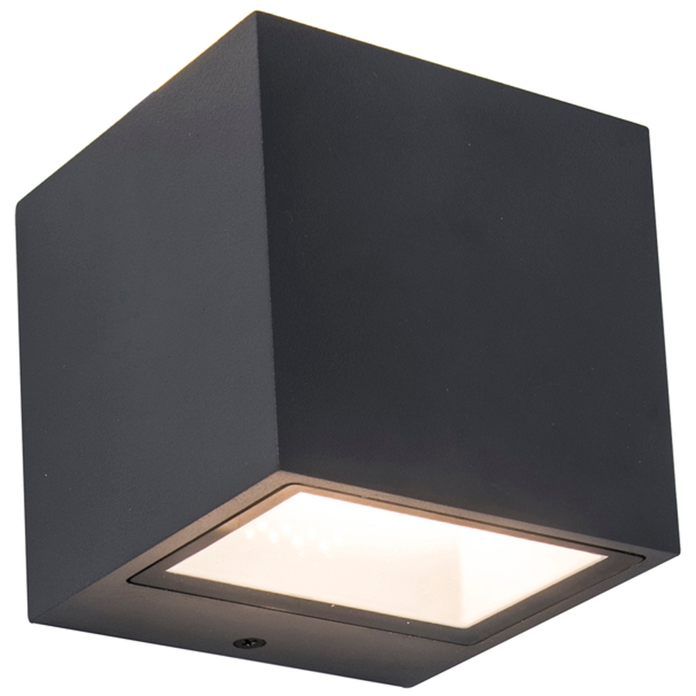Utendørs LED-vegglampe GEMINI, mørkegrå, 9 x 9 cm, IP54, opp/ned