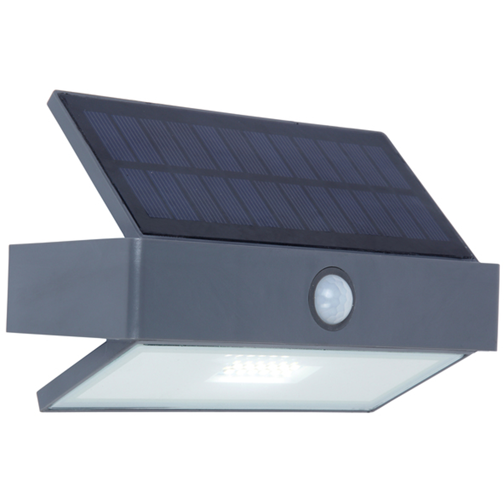 LED-solcelledrevet utendørs LED-vegglampe ARROW, mørkegrå 18 cm, sensor, IP44