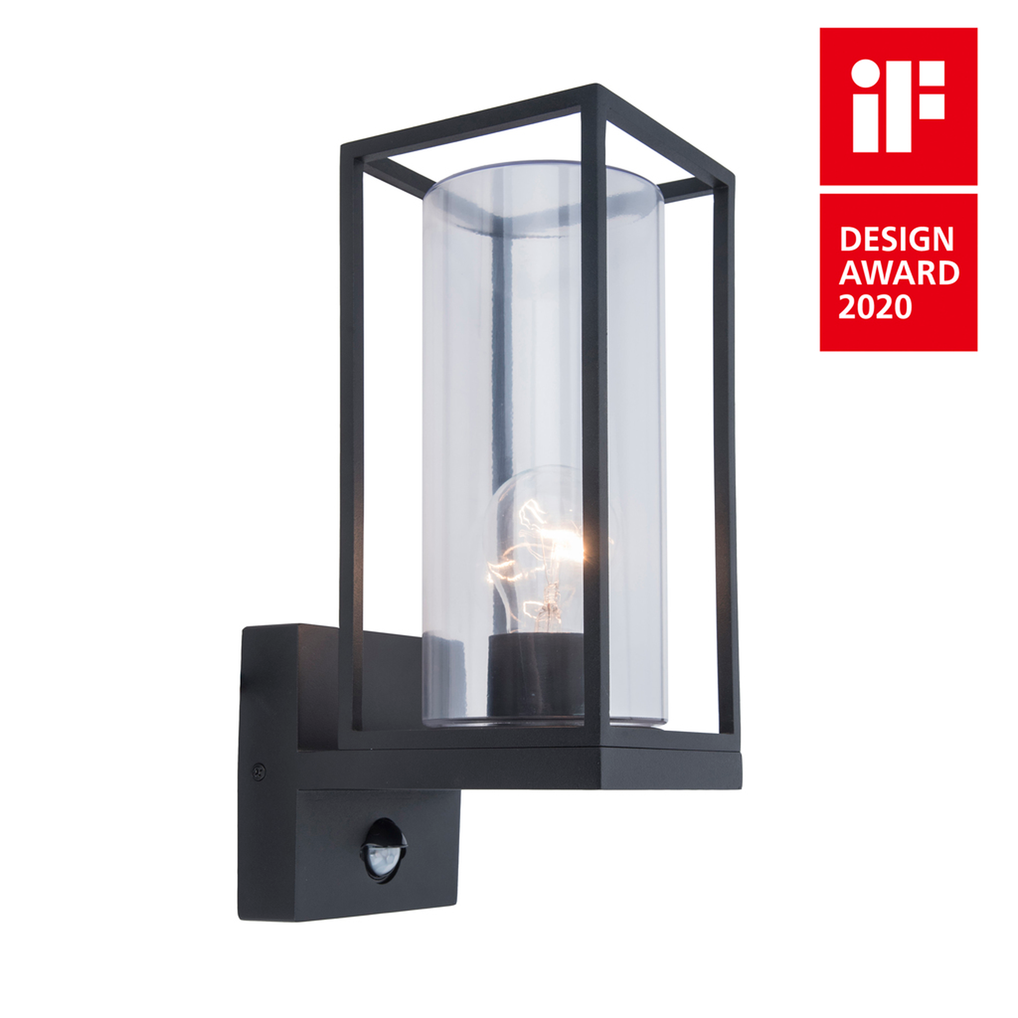 LUTEC TRADITION FLAIR VEGGLAMPE M/SENSOR MATT SORT