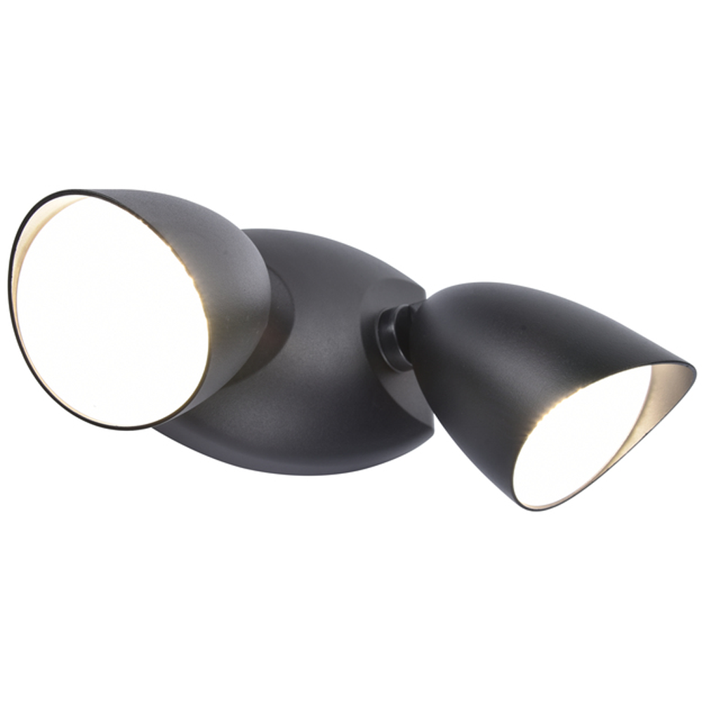 LED-utendørs veggspot SHRIMP, svart, 20 W, 2 lyskilder, IP54