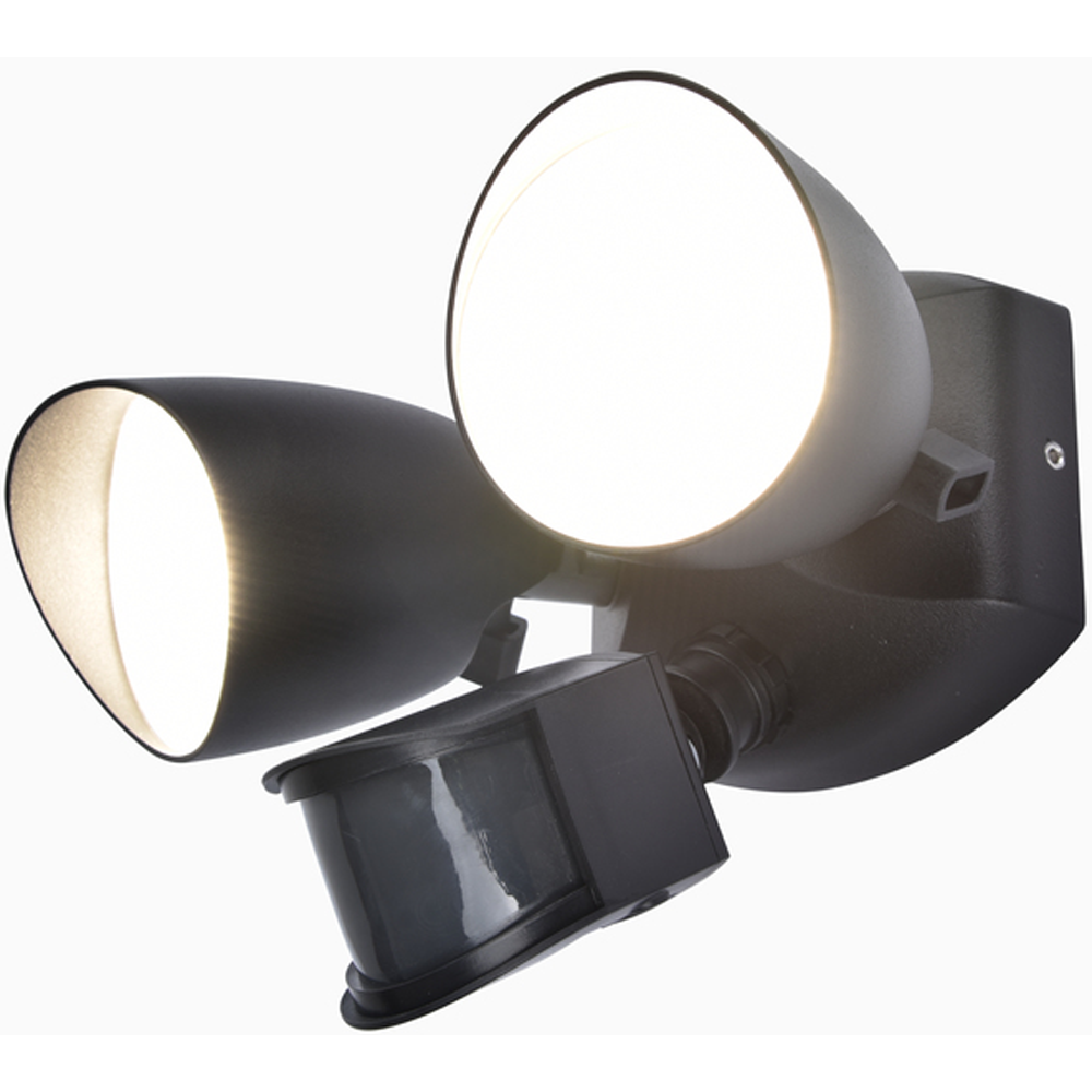 LED-sensor-utendørs veggspot SHRIMP svart 2 lyskilder 20 W IP54