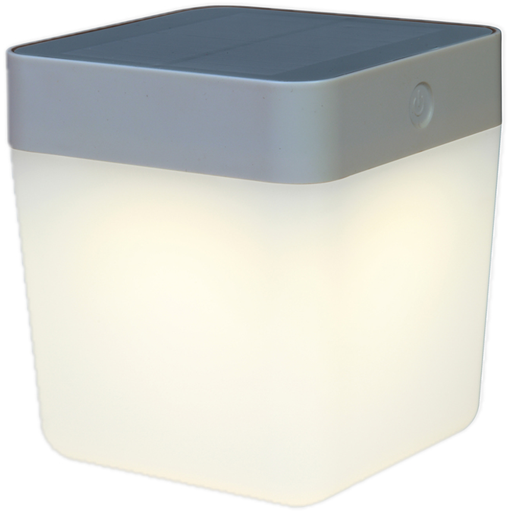 LUTEC BORDLAMPE TERNING SOLAR SILVER GREY