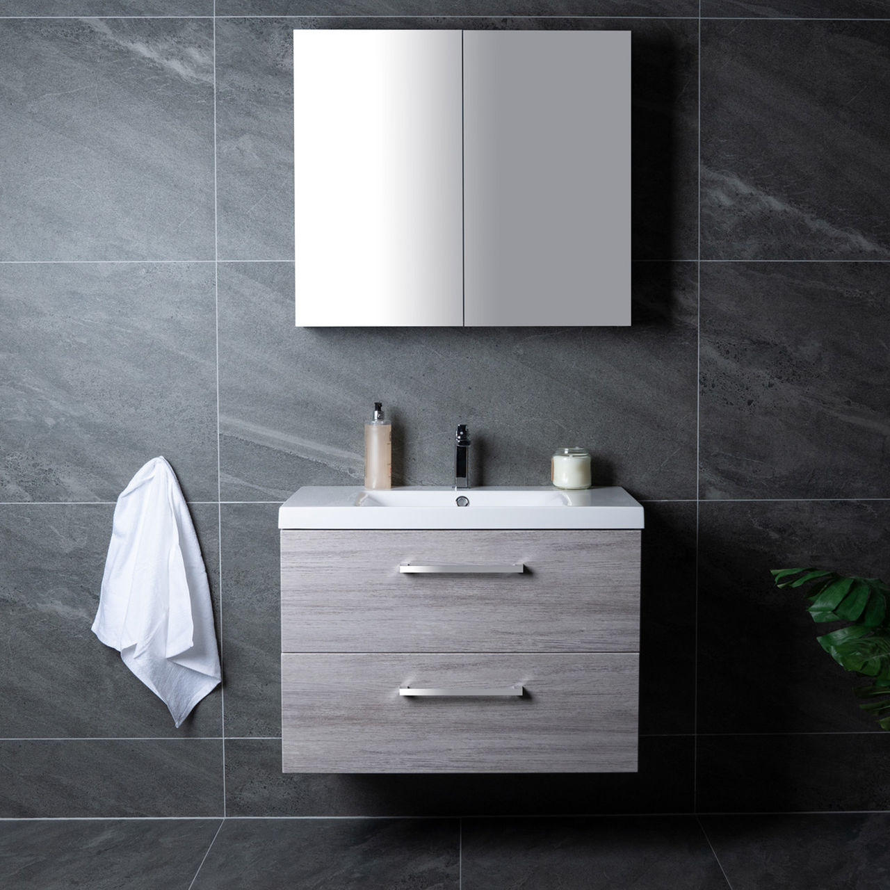 LIND LUXURY 80 GRÅ SPEILSKAP