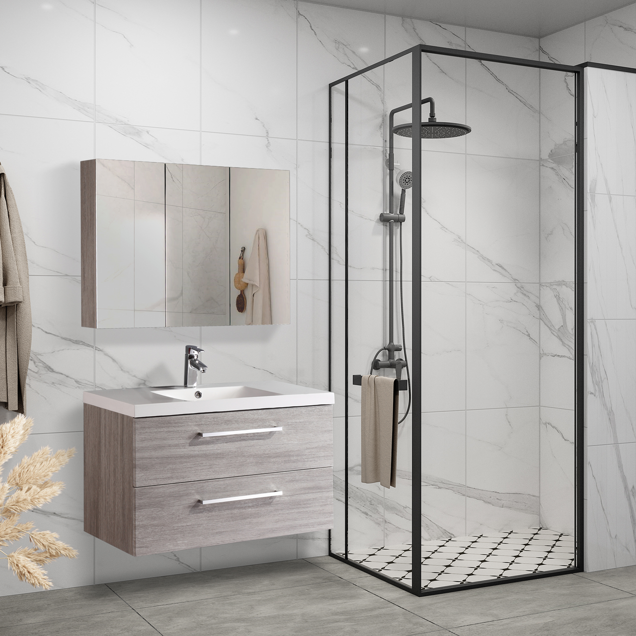 LIND LUXURY 120 GRÅ SPEILSKAP