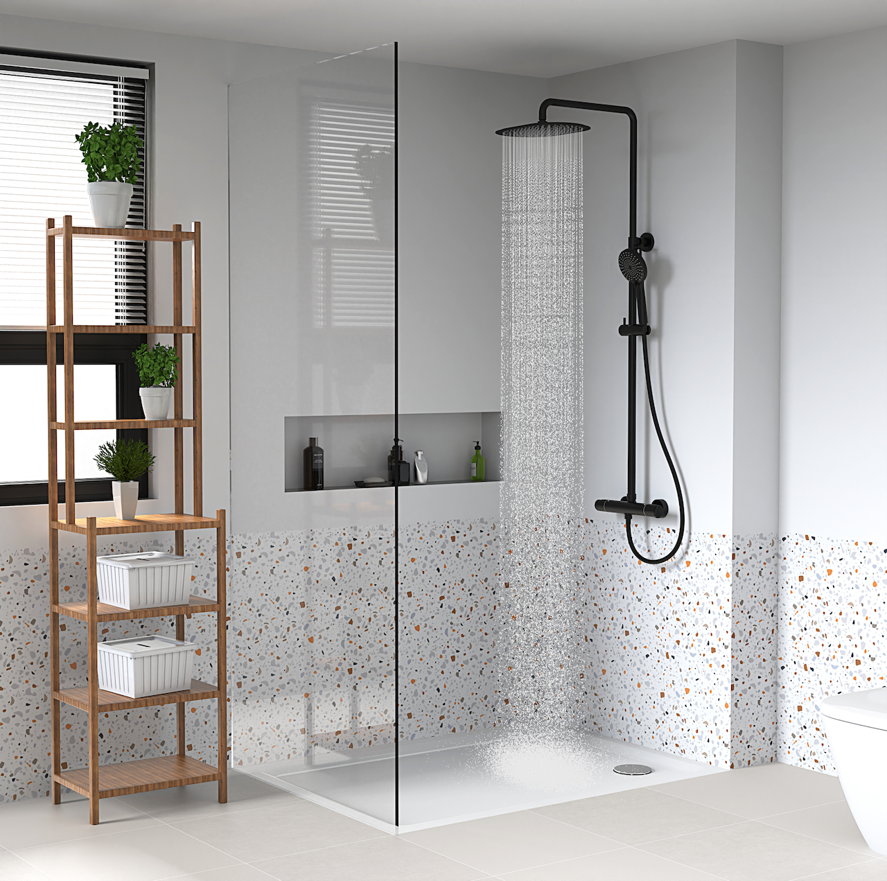 CELESTE ELY DUSJSETT MATT SORT M/DUSJTERMOSTAT