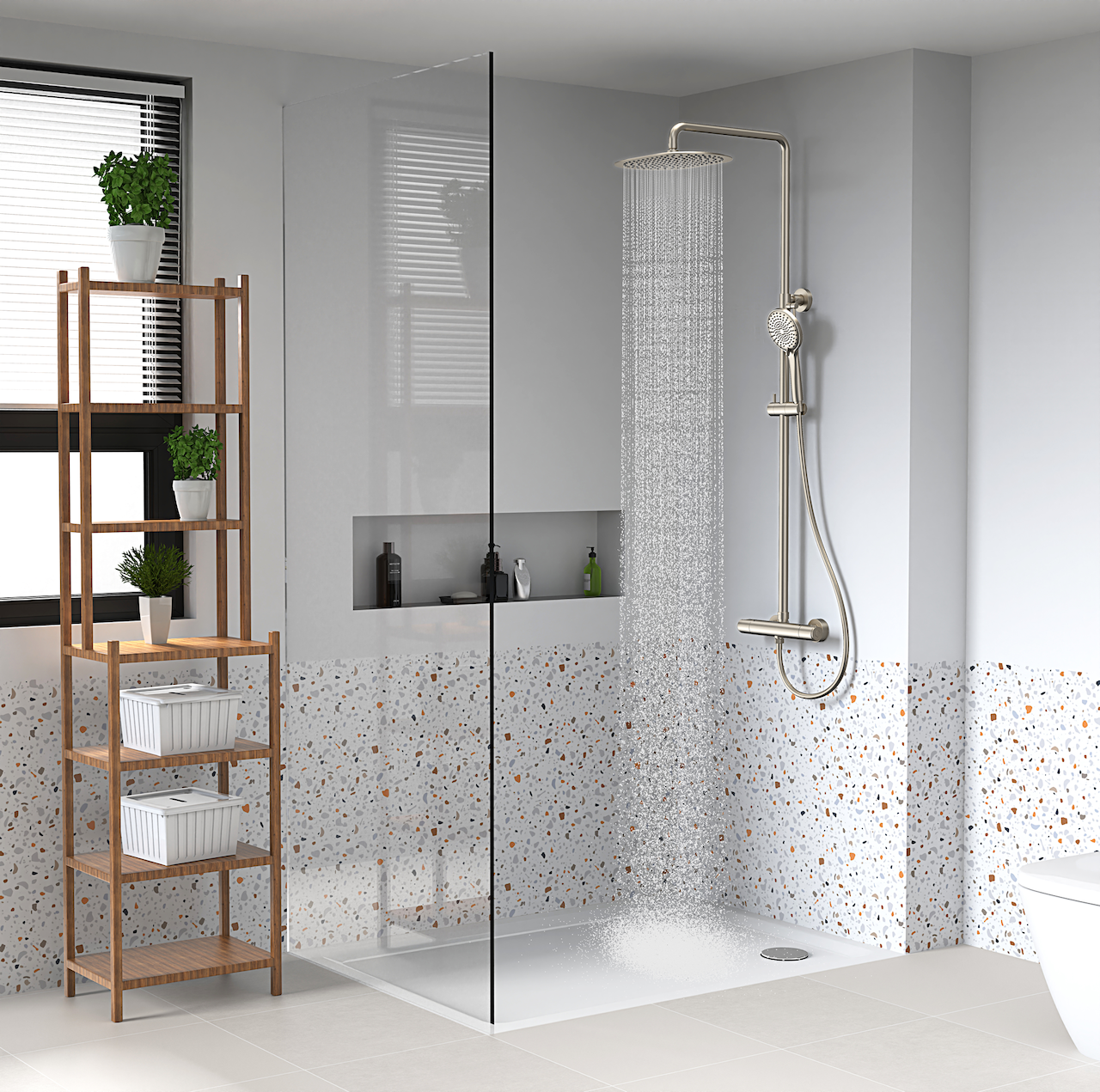 CELESTE ELY DUSJSETT STÅL M/DUSJTERMOSTAT