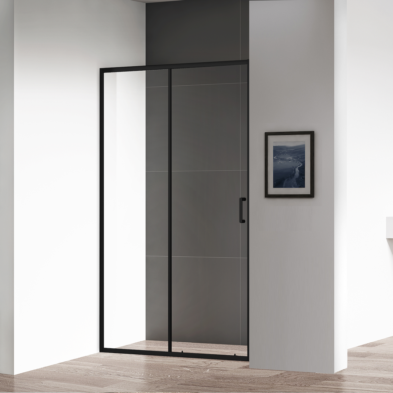 CELESTE FASTO SKYVEDØR 108-111 CM M/ SIKKERHETSFOLIE, SORT