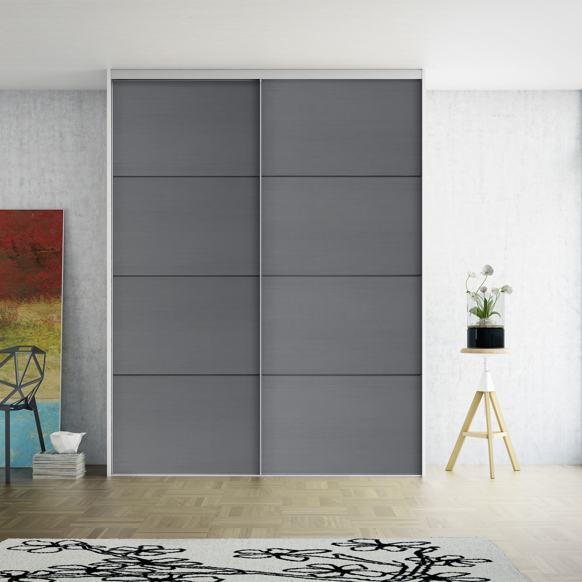 Lind Budget skyvedørsfront 82 cm grå eik
