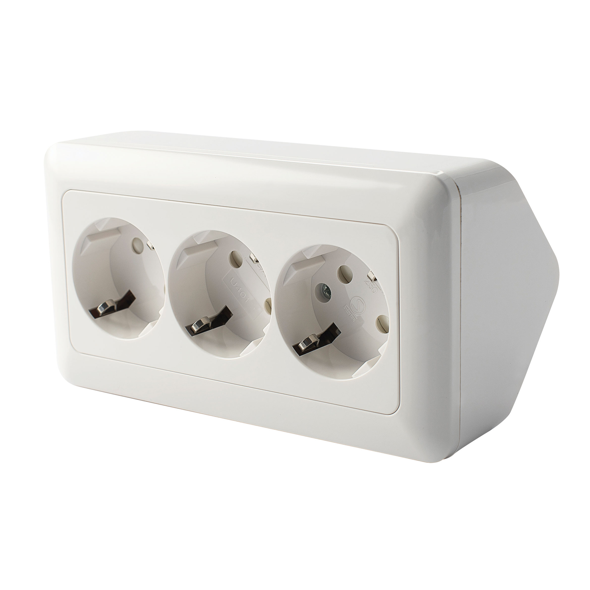EGANT HJØRNEBOKS M/3-VEIS STIKK 16A/250V
