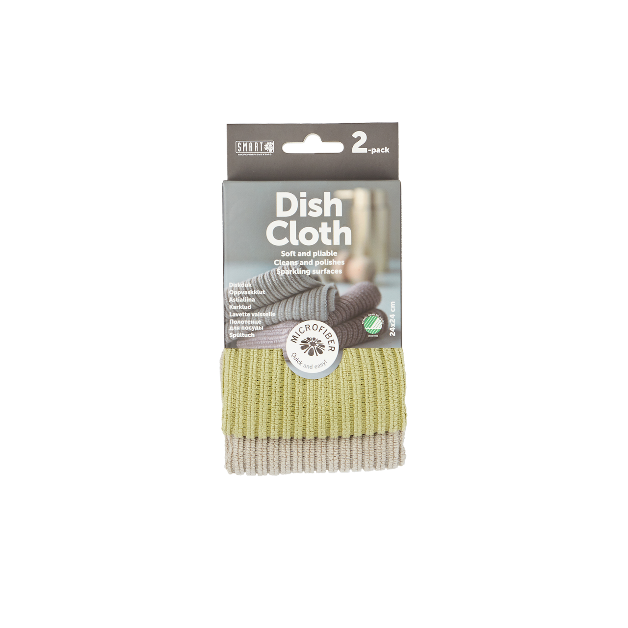 SMART MICROFIBER OPPVASKKLUT GRÅ/GRØNN 2-PK