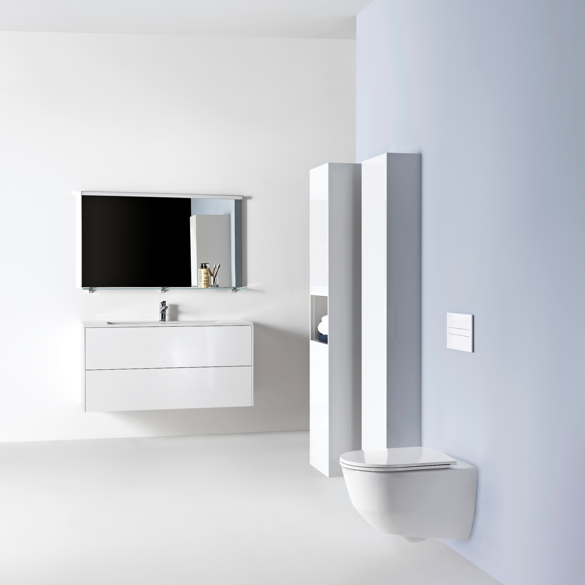 LAUFEN BASE BADEROMSMØBEL 120 M/2 ARMATURHULL HVIT