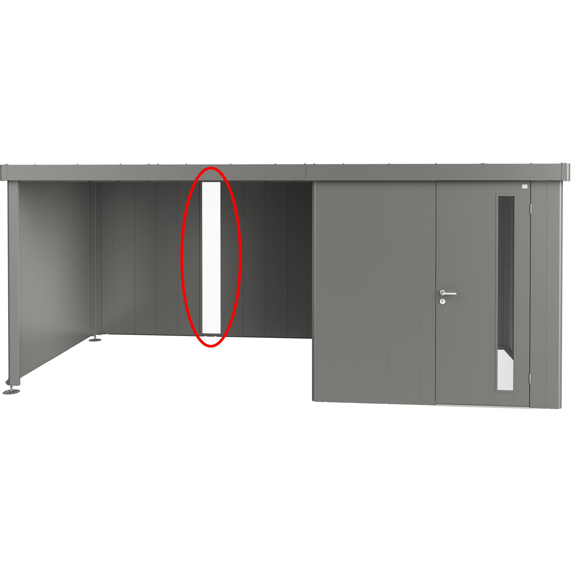 BIOHORT AKRYL GLASSPANEL FOR SIDETAK FOR REDSKAPSBOD NEO, KVARTSGRÅ METALLIC