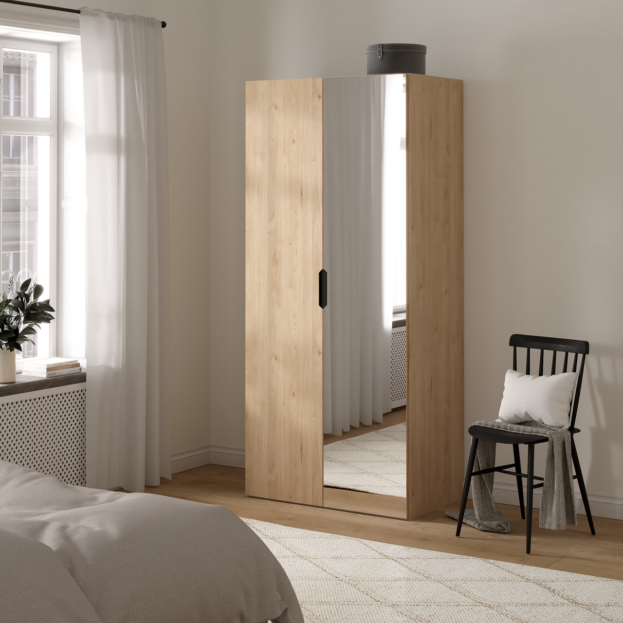 LIND NEST GARDEROBESKAP 100X220X60CM EIK MED SPEIL