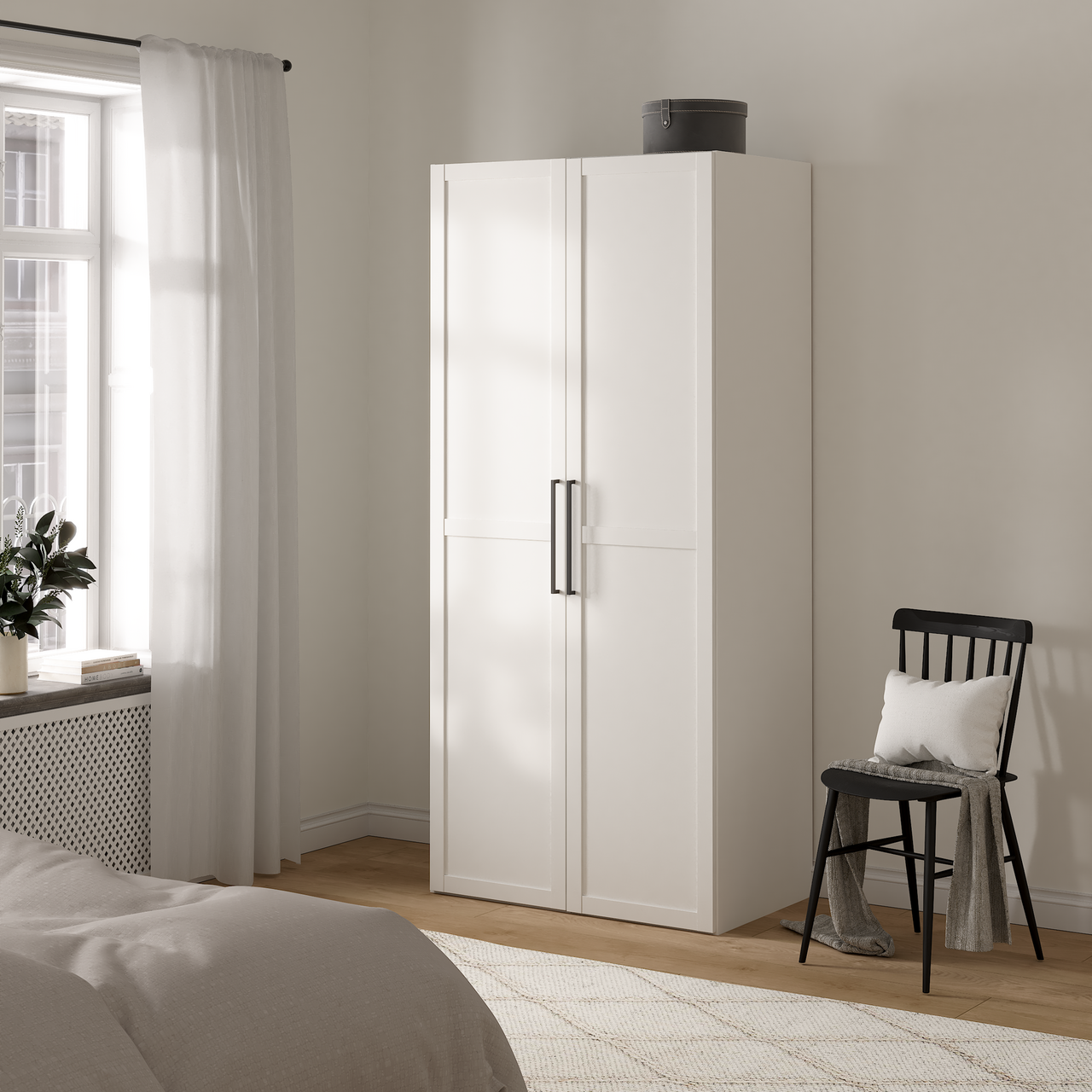 LIND NEST GARDEROBESKAP 100X220X60CM HVIT MED RAMME