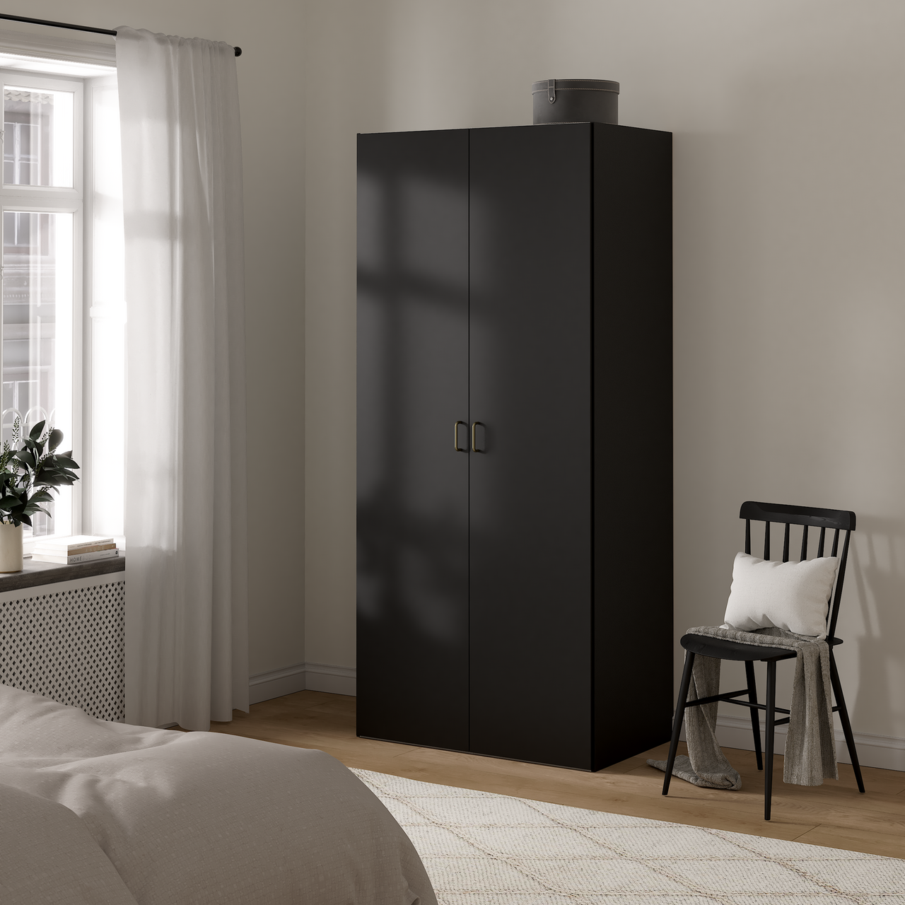LIND NEST GARDEROBESKAP 100X220X60CM SORT