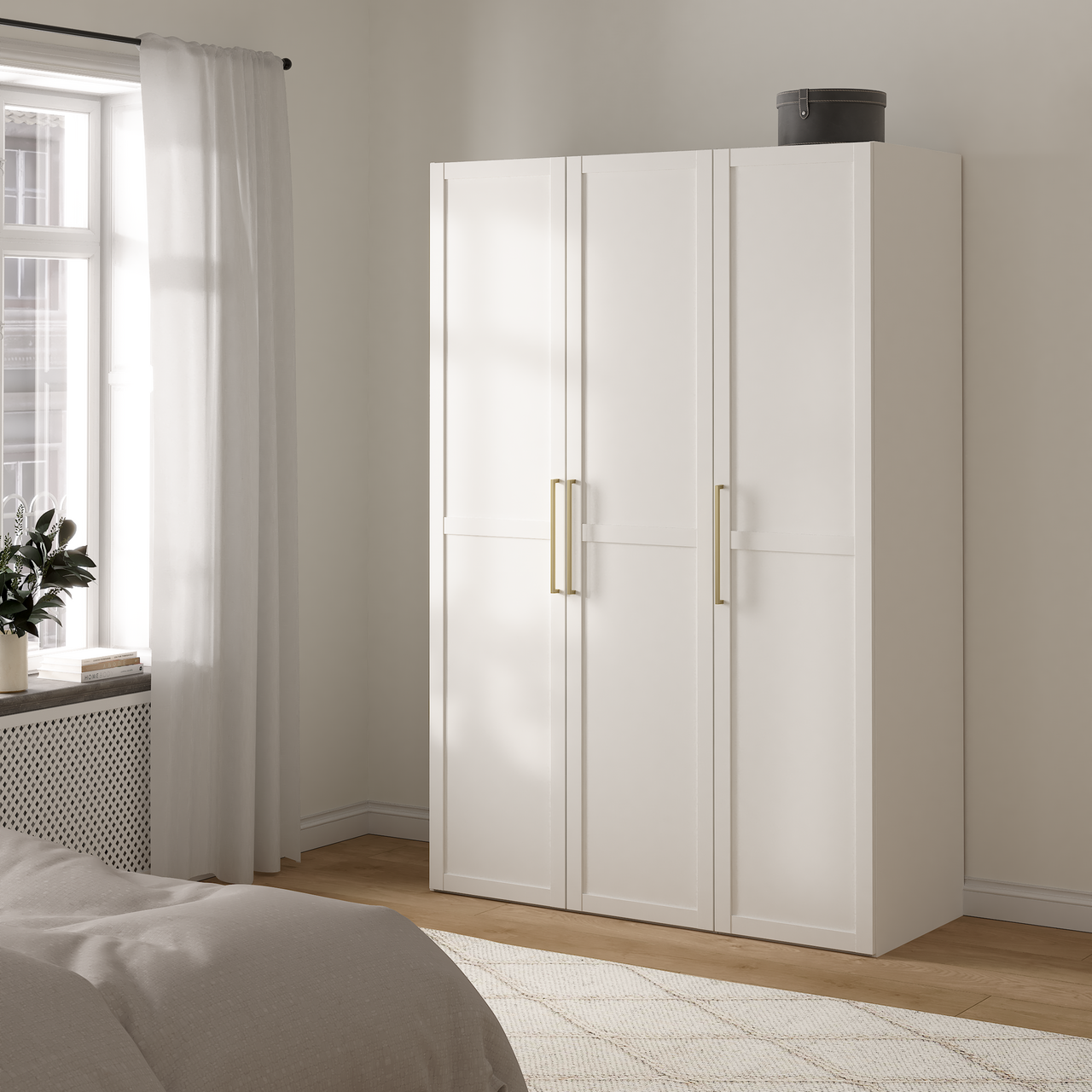 LIND NEST GARDEROBESKAP 150X220X60CM HVIT MED RAMME