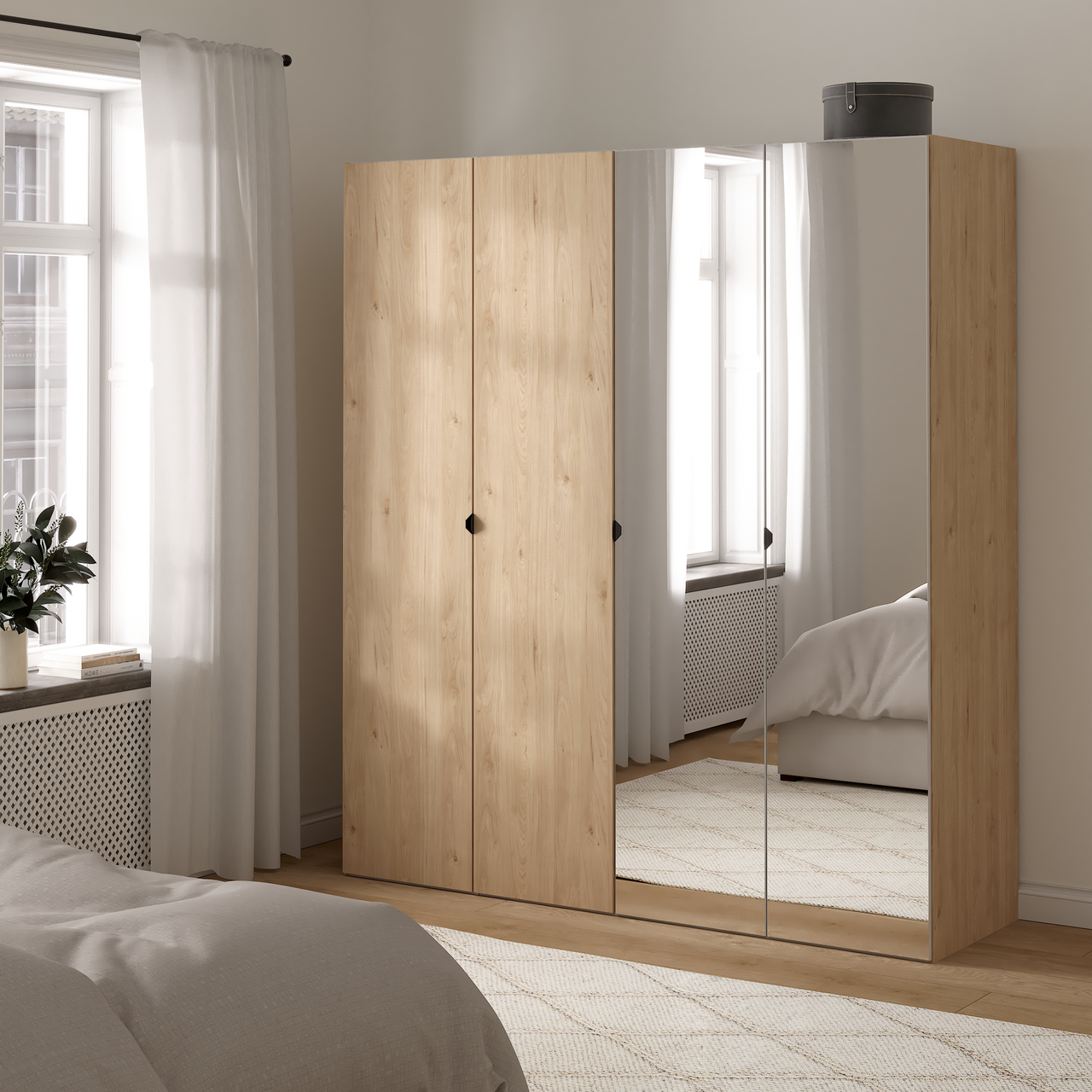 LIND NEST GARDEROBESKAP 200X220X60CM EIK MED SPEIL