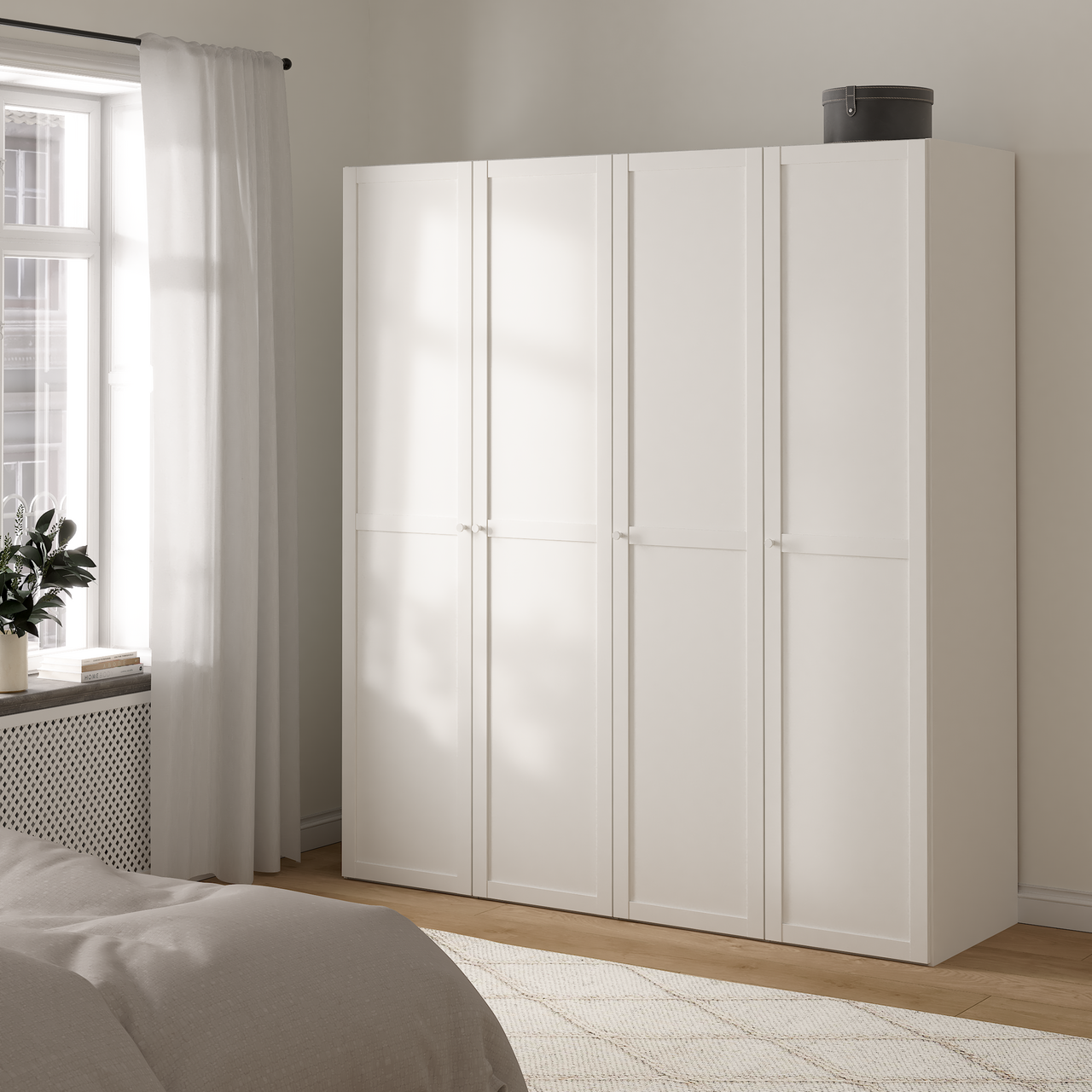 LIND NEST GARDEROBESKAP 200X220X60CM HVIT MED RAMME