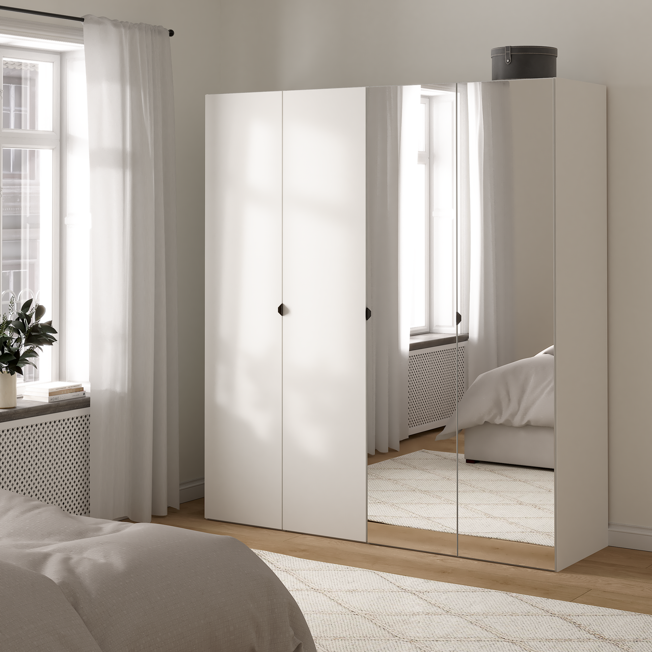LIND NEST GARDEROBESKAP 200X220X60CM HVIT MED SPEIL