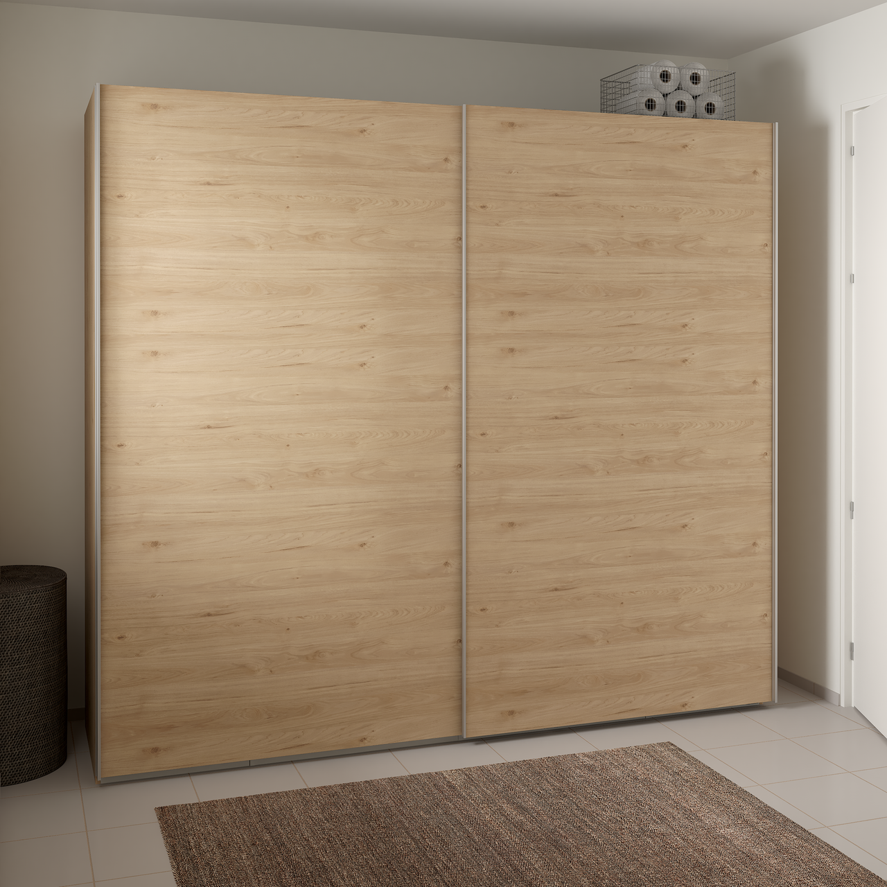 LIND NEST SKYVEDØRSGARDEROBE 250X220X67CM EIK