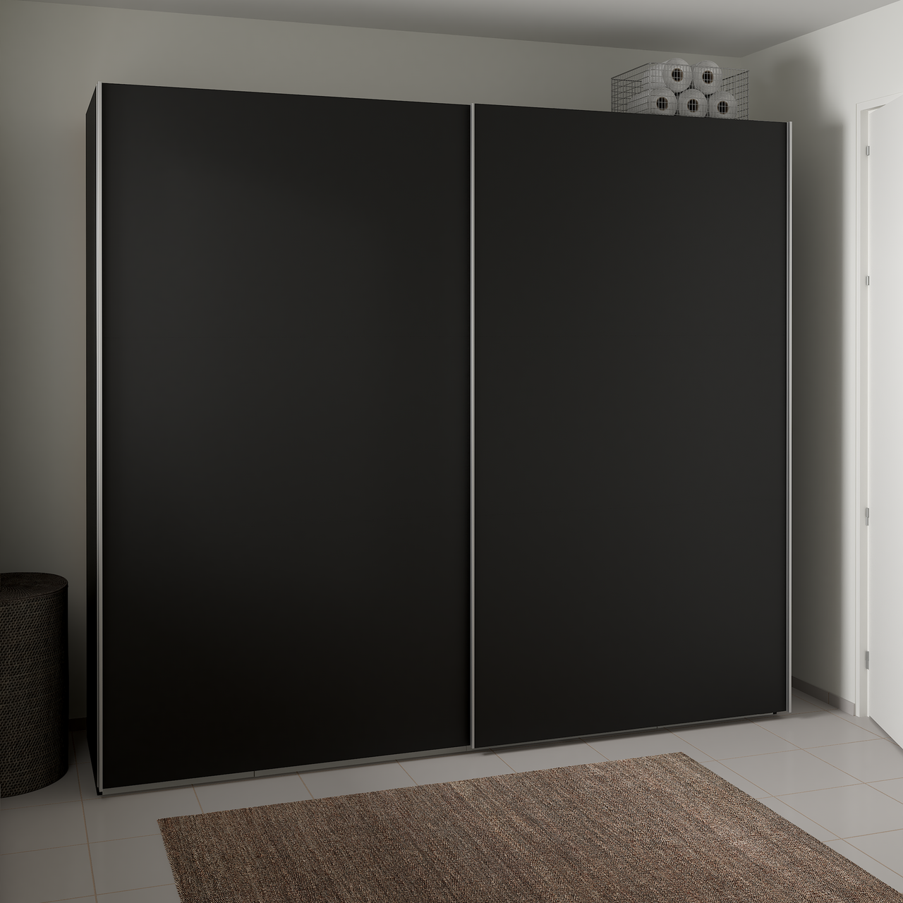 LIND NEST SKYVEDØRSGARDEROBE 250X220X67CM SORT